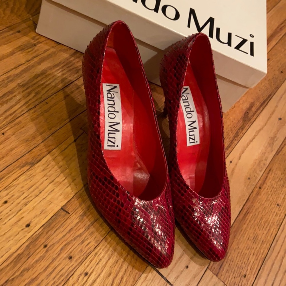 Nando Muzi Red Leather high heel women 37.5 shoes